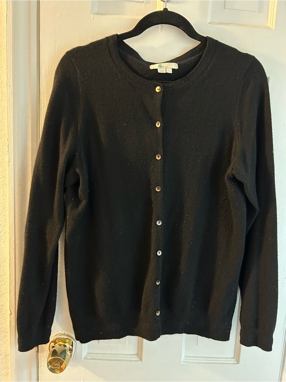 Boden 100% Cashmere Classic Black Button-Front Women's Sweater - needs some TLC